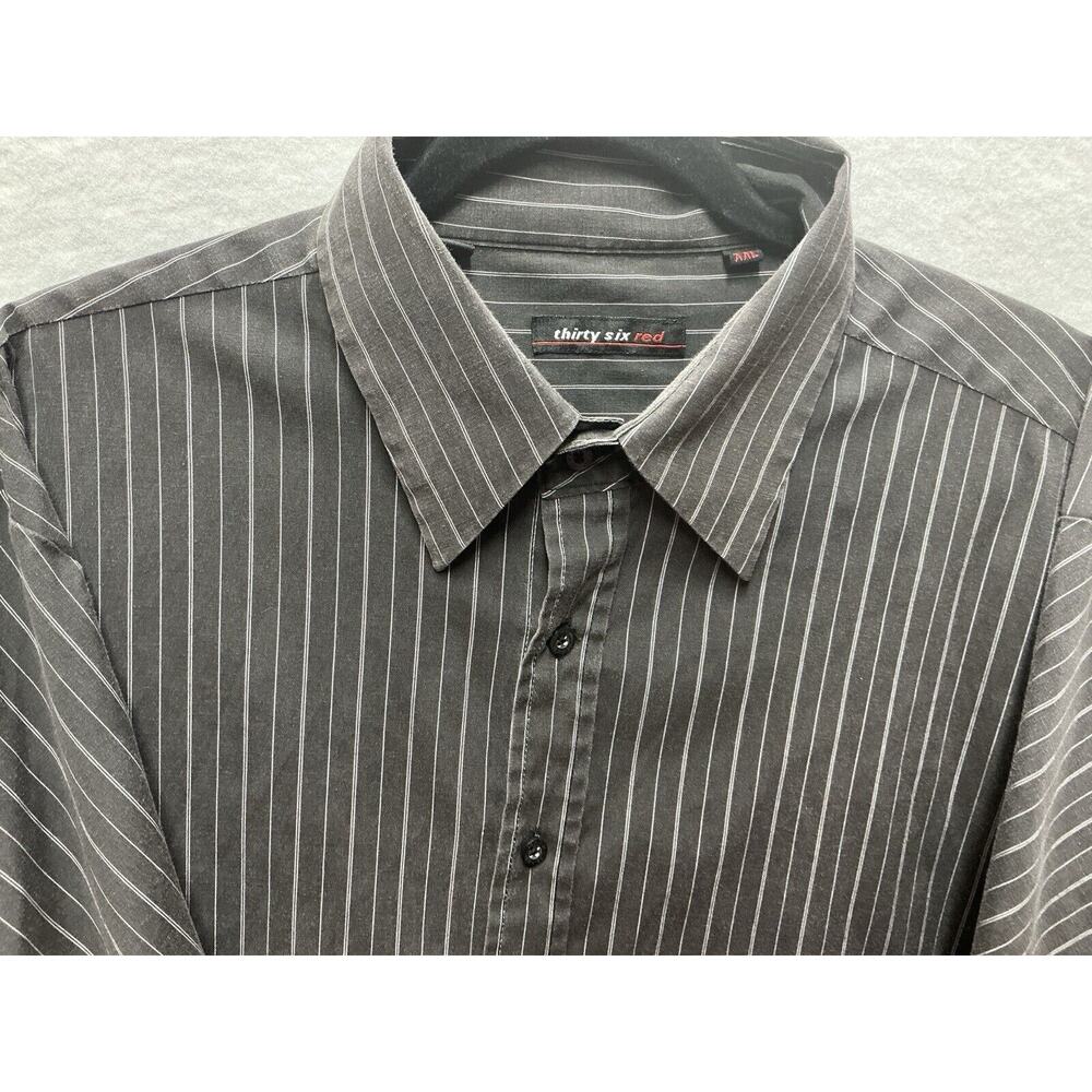 Thirty Six Red Shirt Mens XXL Button Up Long Sleeve Striped Gray Shirt - Picture 11 of 11